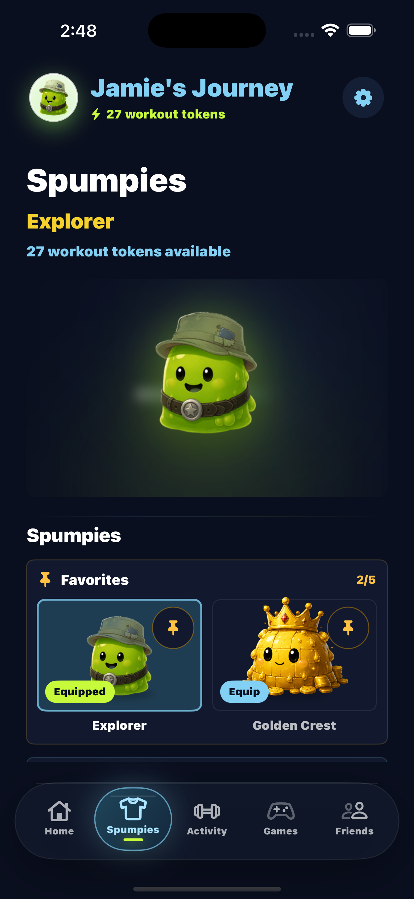 Spumpy collection screen